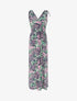Robe longue élastiquée imprimé feuilles tropicales - Rose - 1