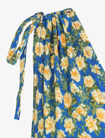 Robe longue à bretelles imprimé fleuri - Bleu - 4