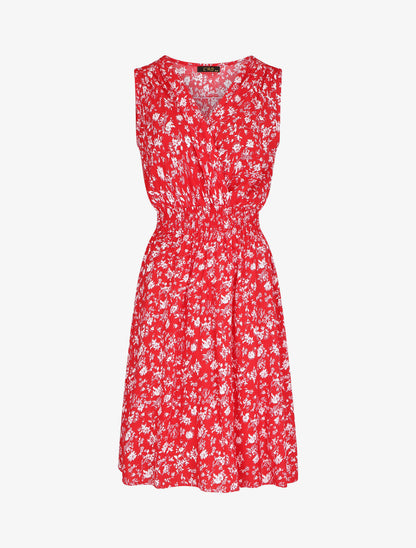 Robe imprimé fleuri à col cache-coeur - Rouge - 1