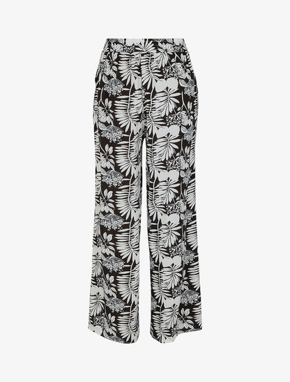 Pantalon ample à motif tropical - Noir - 2