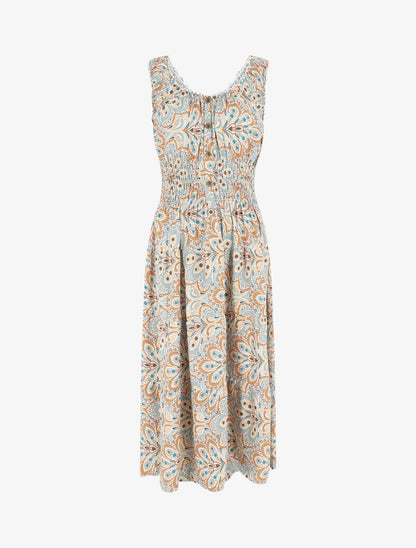 Robe longue sans manches imprimé cachemire - Beige - 1