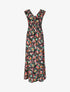 Robe longue évasée imprimé floral - Noir - 1