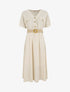 Robe longue uni manches courtes - Beige - 5