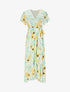 Robe longue à fleurs manches courtes - Vert pastel - 1