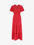 Robe longue unie à manches courtes - Rouge - 1