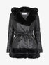 Manteau en simili à empiècement en fausse fourrure - Noir - 1
