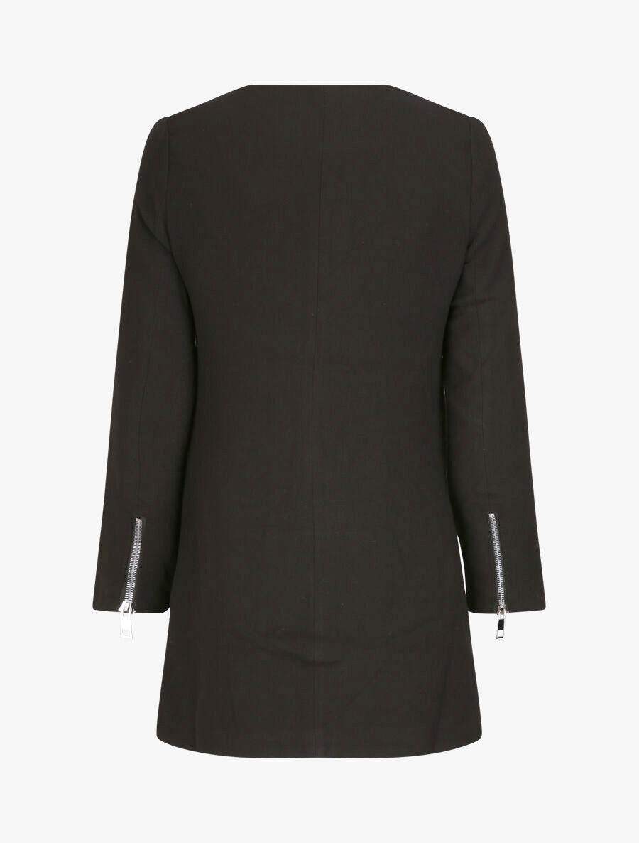 Manteau droit à poches double zips - Noir - 2