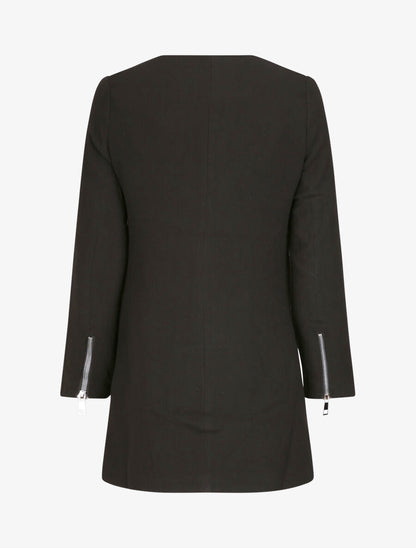 Manteau droit à poches double zips - Noir - 2