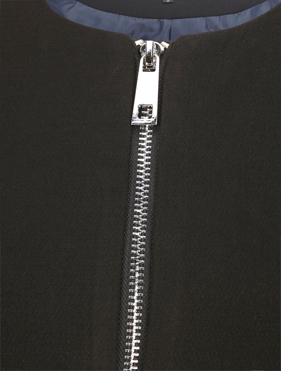 Manteau droit à poches double zips - Noir - 3