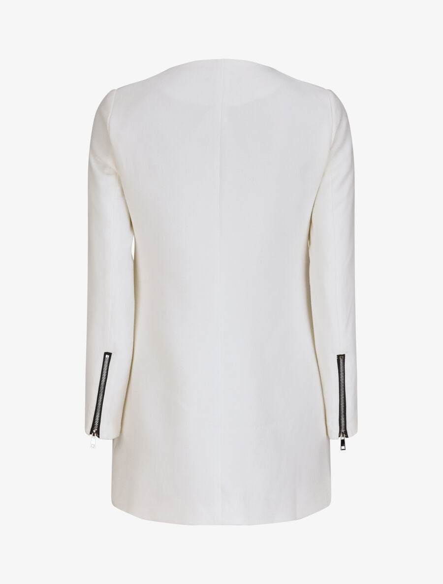 Manteau droit à poches double zips - Écru - 2