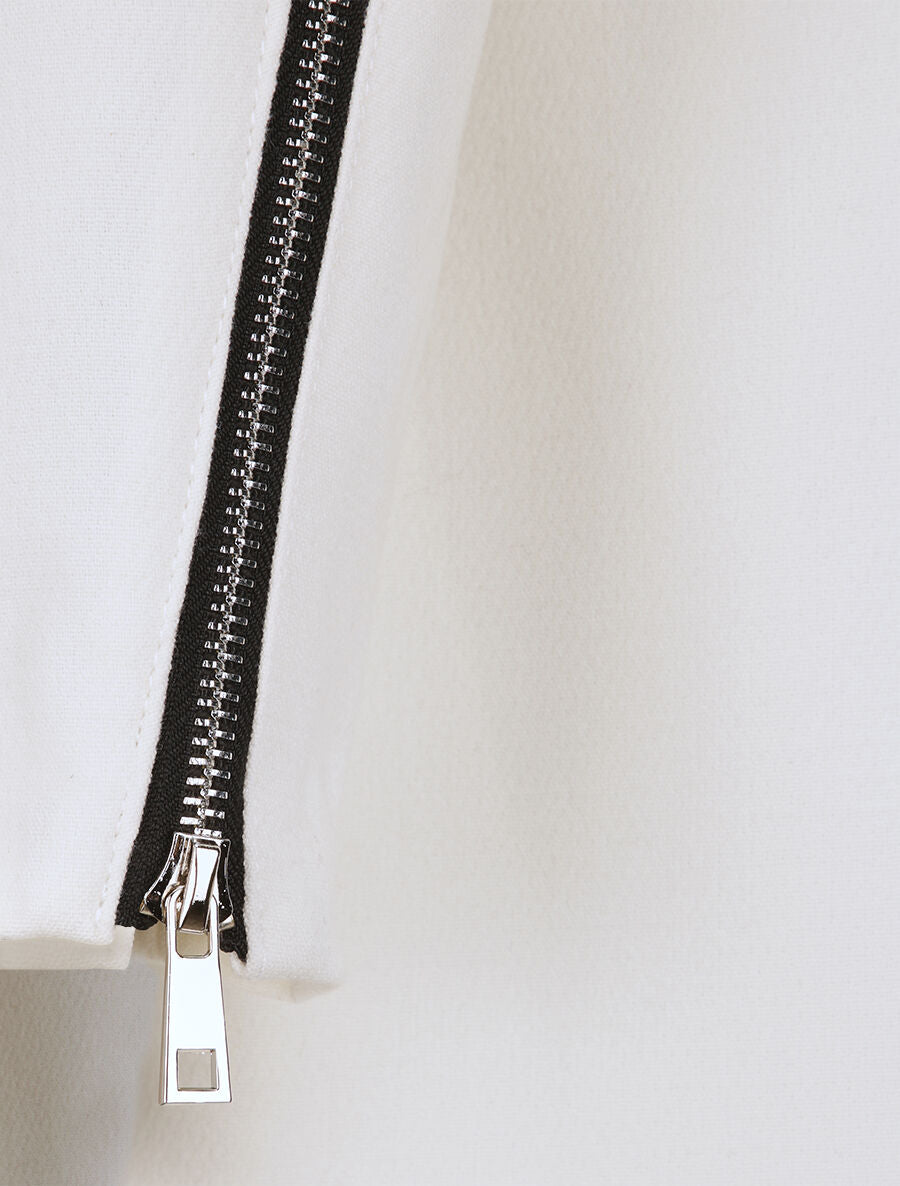 Manteau droit à poches double zips - Écru - 3