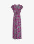 Robe longue empire à mancherons imprimé tulipes - Violet - 1