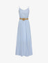 Robe longue unie à bretelles fines - Bleu clair - 4