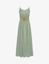 Robe longue unie à bretelles fines - Vert olive - 1