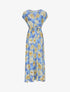Robe longue empire à manches courtes et imprimé floral - Bleu - 4