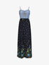 Robe longue empire à corset et imprimé fleurs des champs - Marine - 1