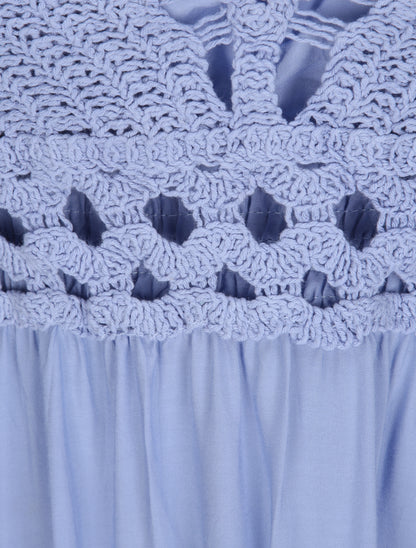 Robe empire uni à dos nu - Bleu clair - 3