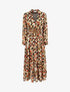 Robe longue cache-coeur à imprimé feuilles stylisées - Kaki - 1