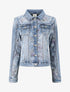 Veste en jean à imprimé feuilles - Bleu denim - 5