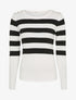 Pull à rayures et épaules boutonnées - Blanc - 1