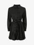 Robe chemise satinée à bords volantés - Noir - 1
