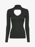 Pull côtelé à décolleté en V - Noir - 3