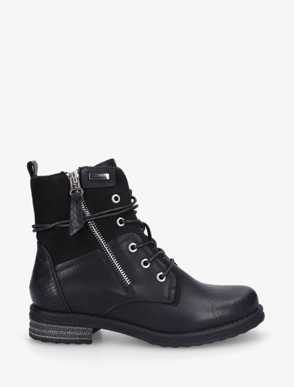 Bottines bi-matière à contrefort python - Noir - 1