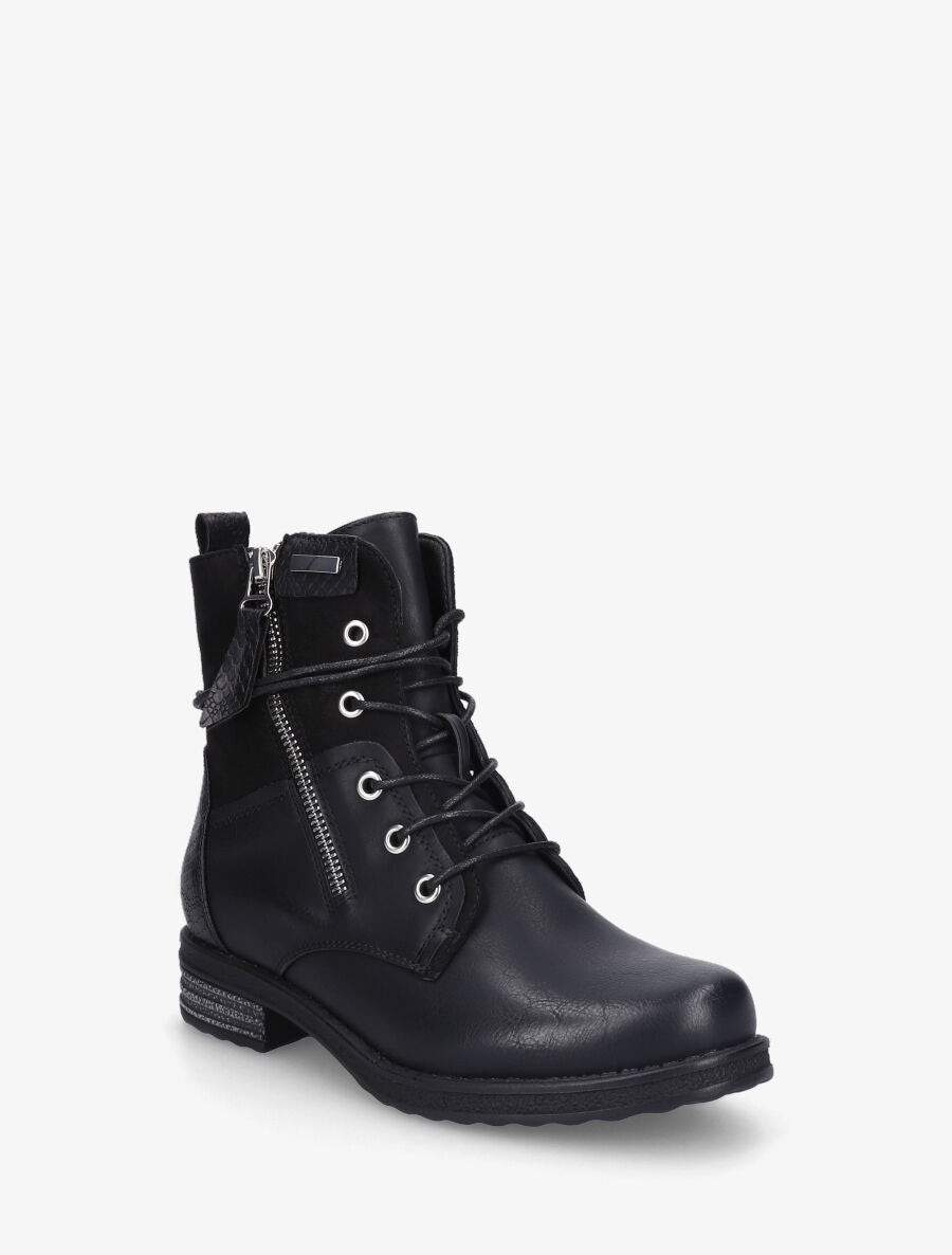 Bottines bi-matière à contrefort python - Noir - 2