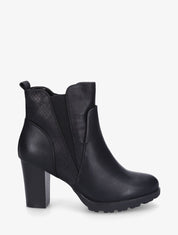 Bottines à talon et multi textures - Noir - 1