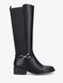 Bottes élastiquées en simili à talon - Noir - 1