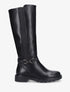 Bottes élastiquées unies à talon - Noir - 1