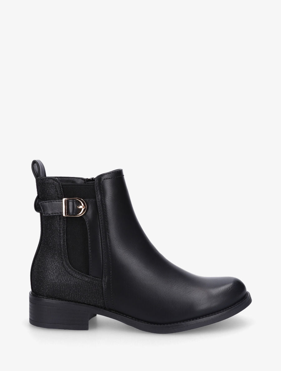 Bottines en simili à contrefort pailleté - Noir - 1