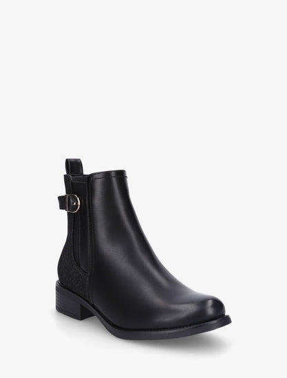 Bottines en simili à contrefort pailleté - Noir - 2