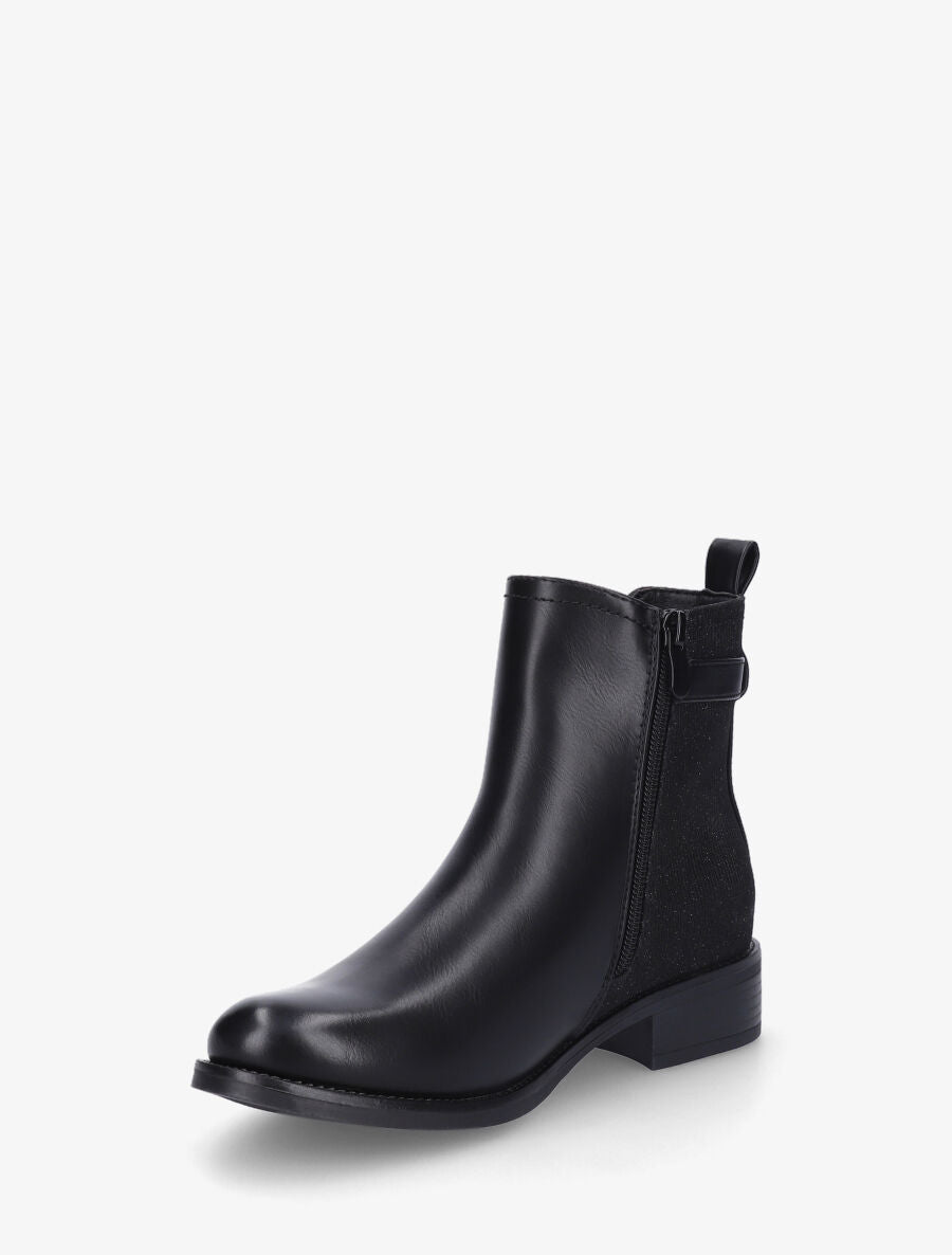 Bottines en simili à contrefort pailleté - Noir - 3