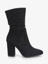 Bottines froncés en suédine à talon - Noir - 5