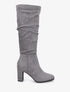 Bottes en suédine froncées à talon - Gris - 5