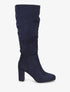 Bottes en suédine froncées à talon - Marine - 5