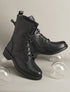 Bottines en simili à lacets - Noir - 1