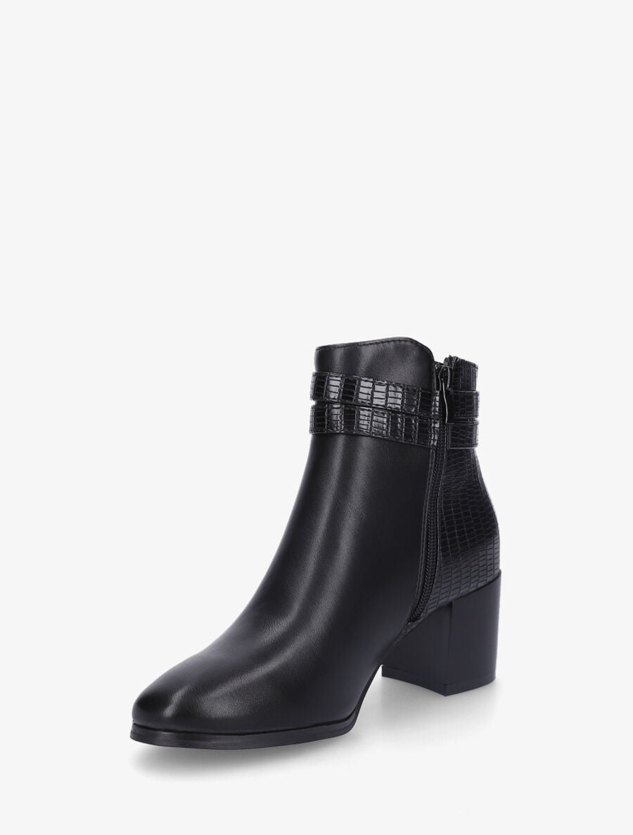 Bottines effet reptile à boucle - Noir - 3