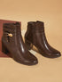 Bottines effet reptile à boucle - Marron - 1