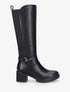 Bottes élastiquées unies à talon - Noir - 1