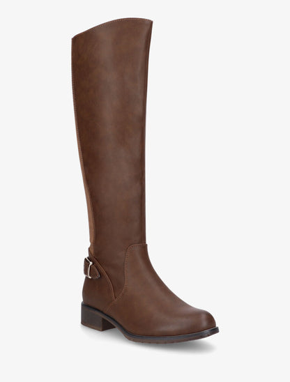 Bottes plates en simili - Camel - 2