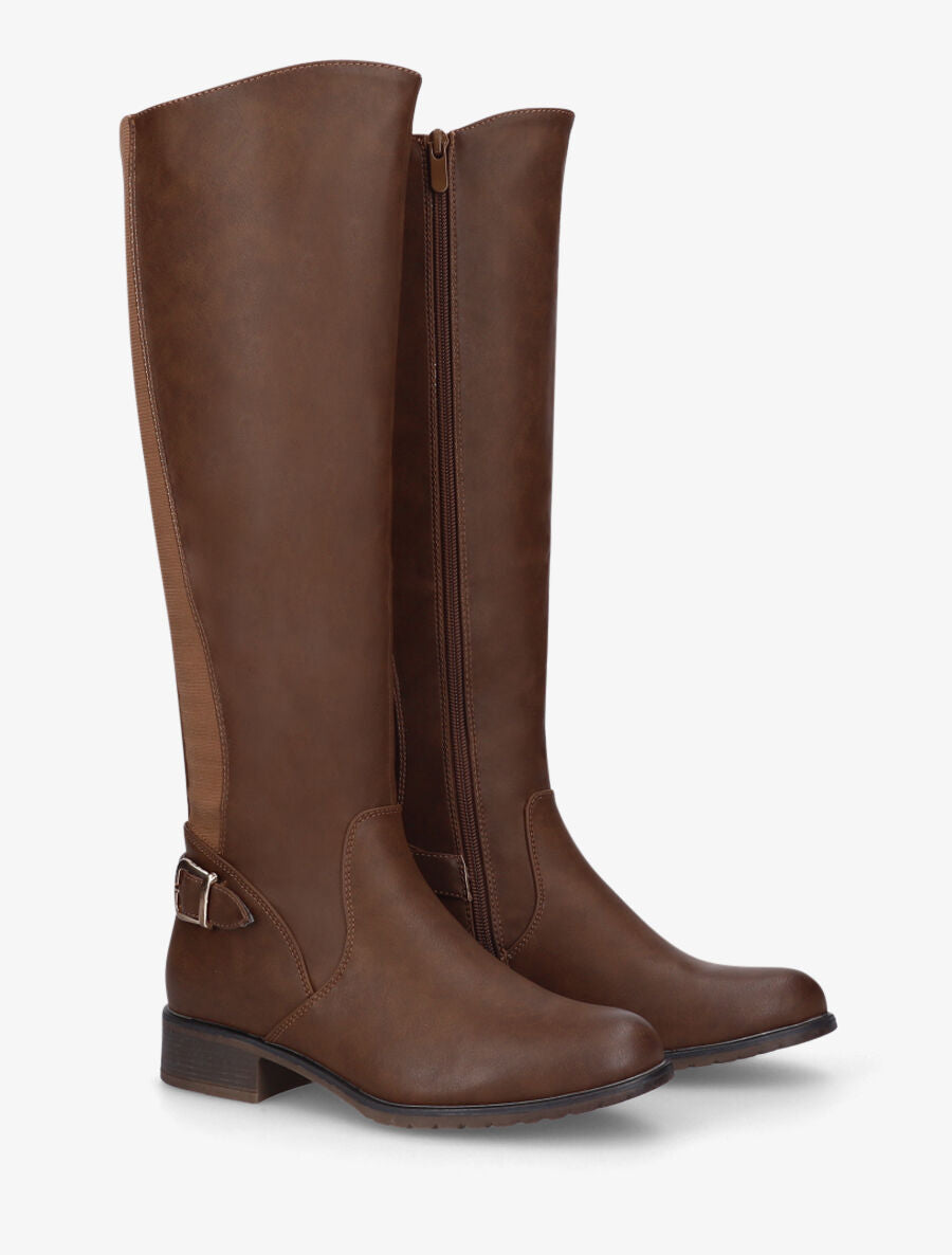 Bottes plates en simili - Camel - 4