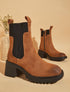 Bottines montantes à semelle crantée - Camel - 1