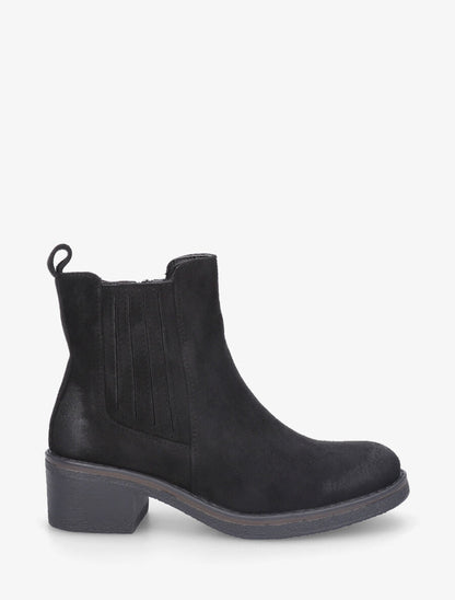 Bottines élastiquées unies en suédine - Noir - 1
