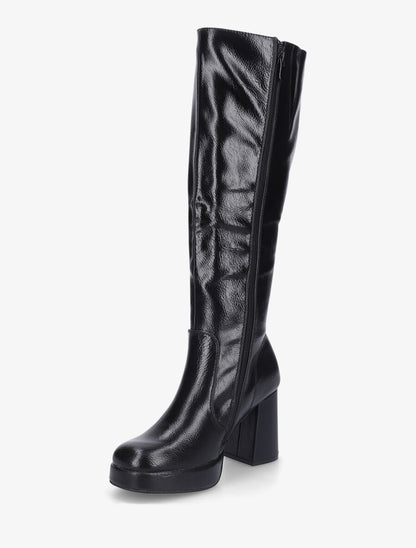 Bottes en simili à plateforme et talon haut - Noir - 3