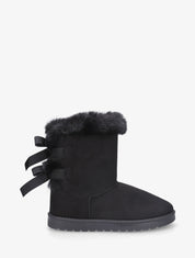 Bottines montantes fourrées à noeud - Noir - 1