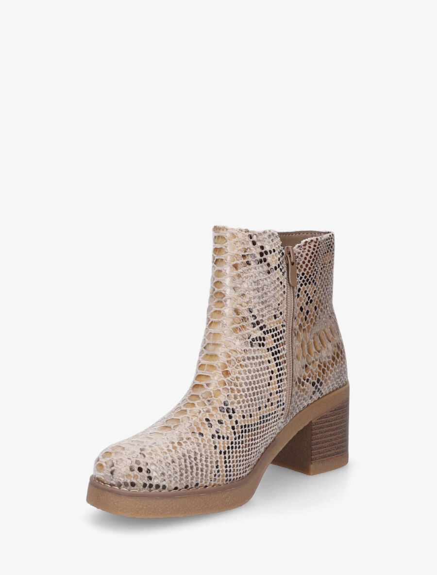 Bottines effet python à zip - Beige - 3