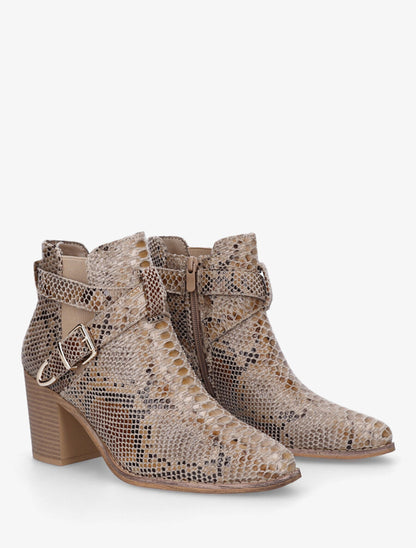 Bottines python à boucle - Beige - 4