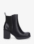 Bottines en simili et tissu côtelé - Noir - 1